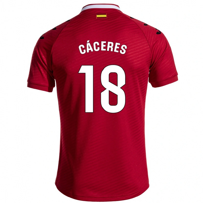 Danxen Kinderen Damián Cáceres #18 Donkerrood Uitshirt Uittenue 2024/25 T-Shirt