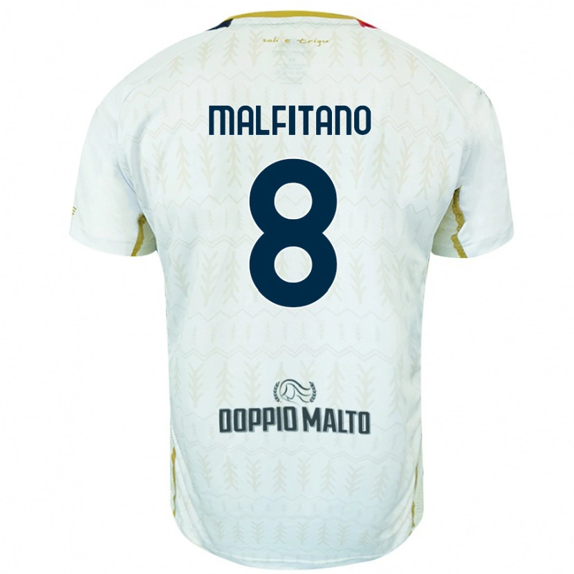 Danxen Kinderen Roberto Malfitano #8 Wit Uitshirt Uittenue 2024/25 T-Shirt