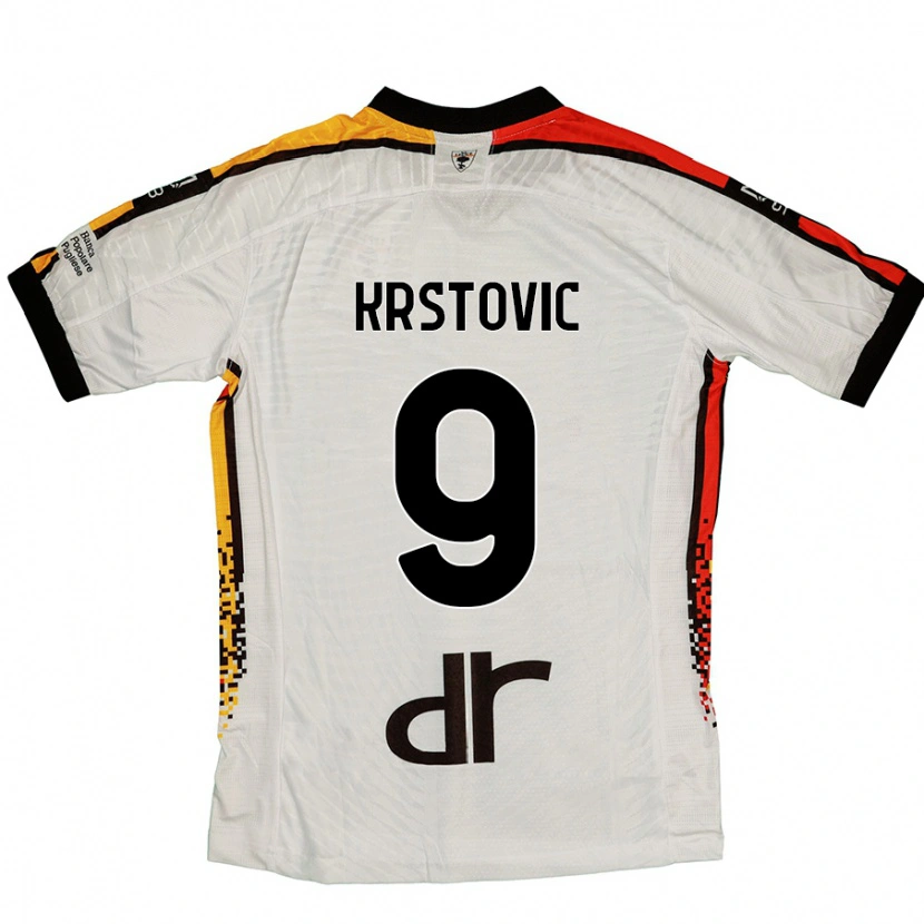 Danxen Kinderen Nikola Krstovic #9 Wit Zwart Uitshirt Uittenue 2024/25 T-Shirt