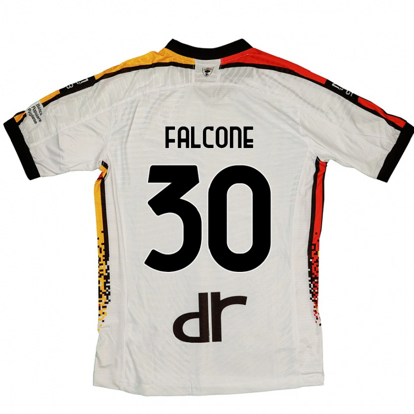 Danxen Kinderen Wladimiro Falcone #30 Wit Zwart Uitshirt Uittenue 2024/25 T-Shirt