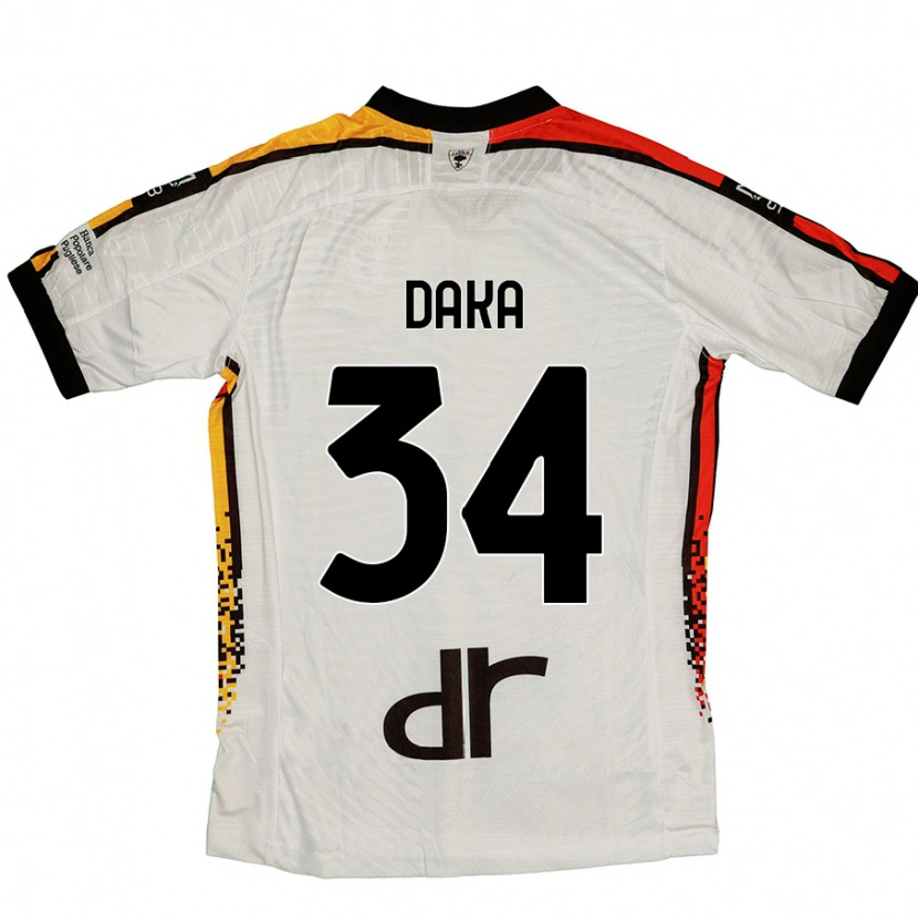 Danxen Kinderen Dario Daka #34 Wit Zwart Uitshirt Uittenue 2024/25 T-Shirt