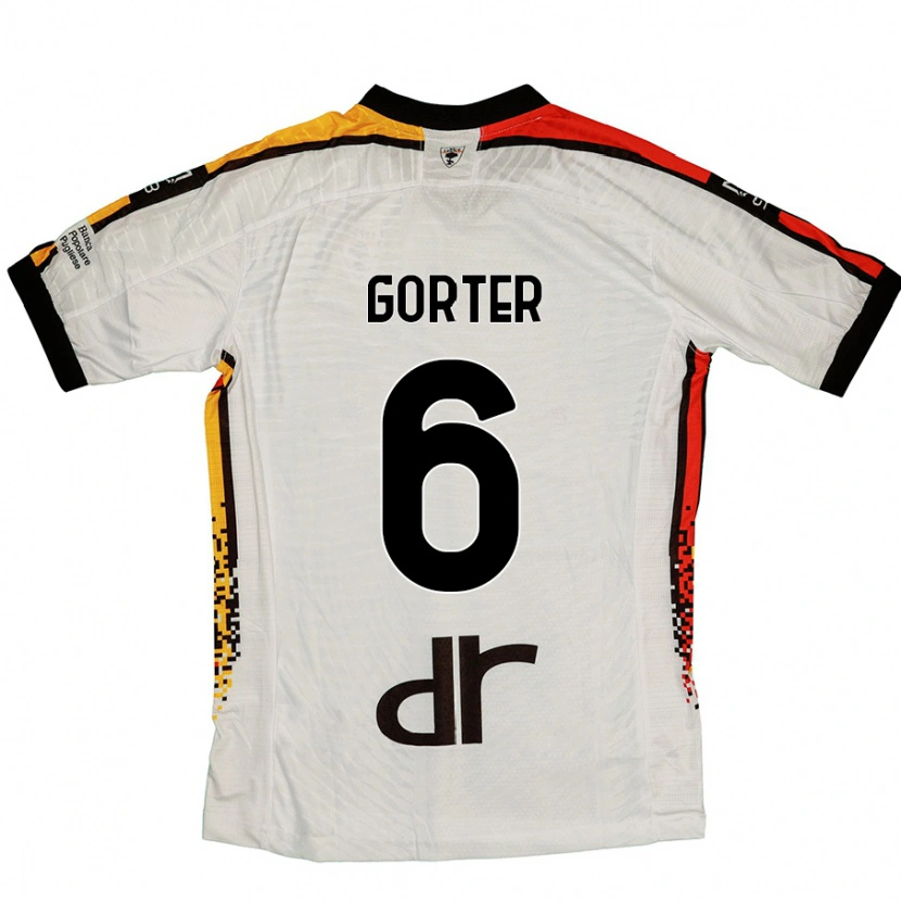 Danxen Kinderen Olaf Gorter #6 Wit Zwart Uitshirt Uittenue 2024/25 T-Shirt