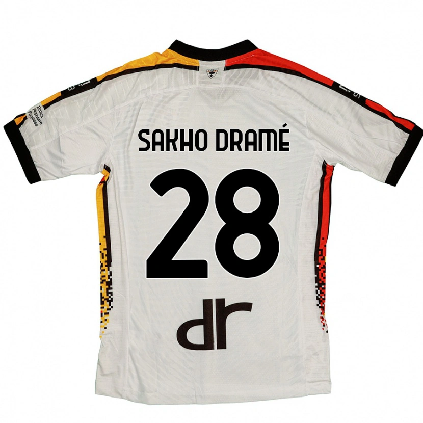 Danxen Kinderen Samba Sakho Dramé #28 Wit Zwart Uitshirt Uittenue 2024/25 T-Shirt