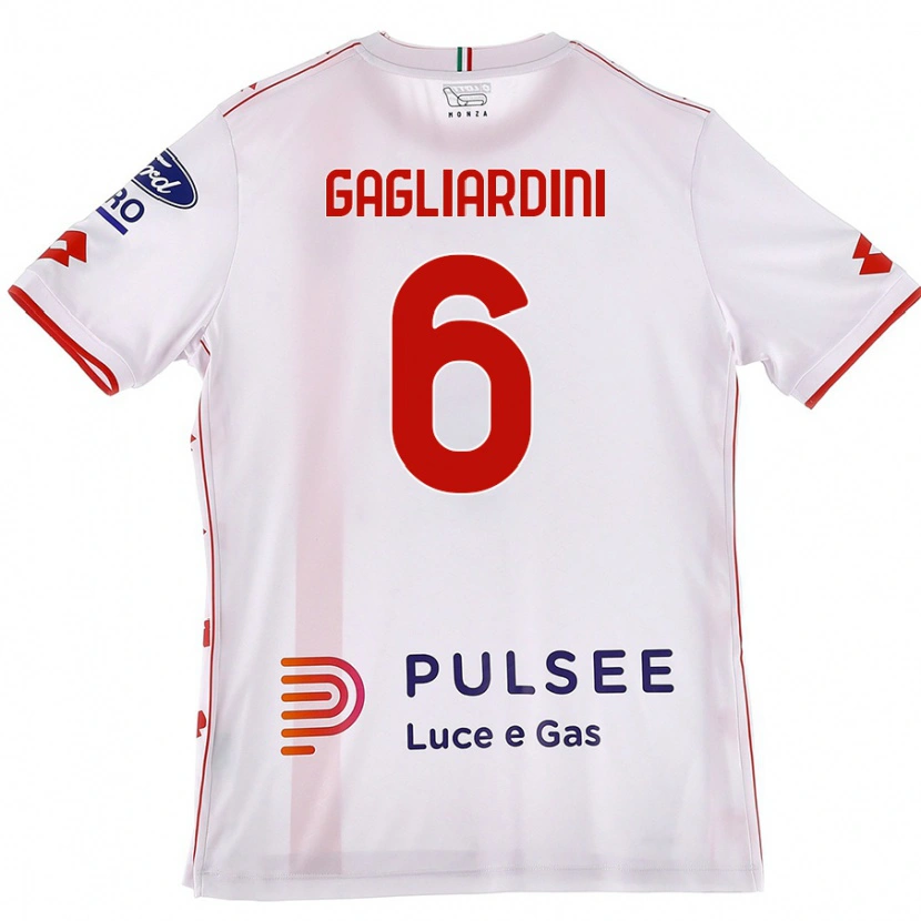 Danxen Kinderen Roberto Gagliardini #6 Wit Rood Uitshirt Uittenue 2024/25 T-Shirt