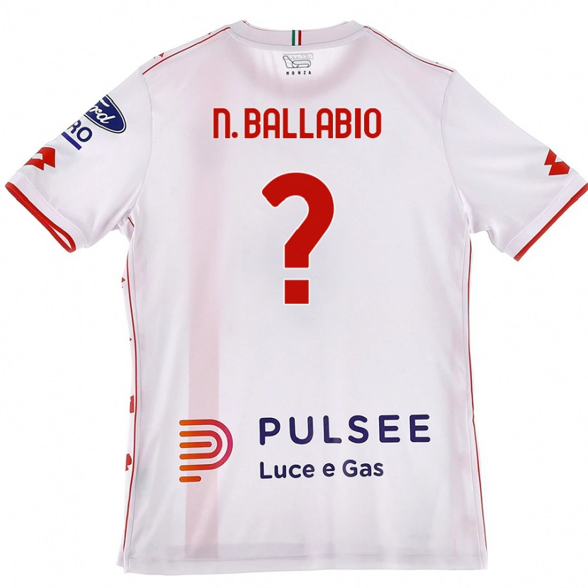 Danxen Kinderen Nicolò Ballabio #0 Wit Rood Uitshirt Uittenue 2024/25 T-Shirt