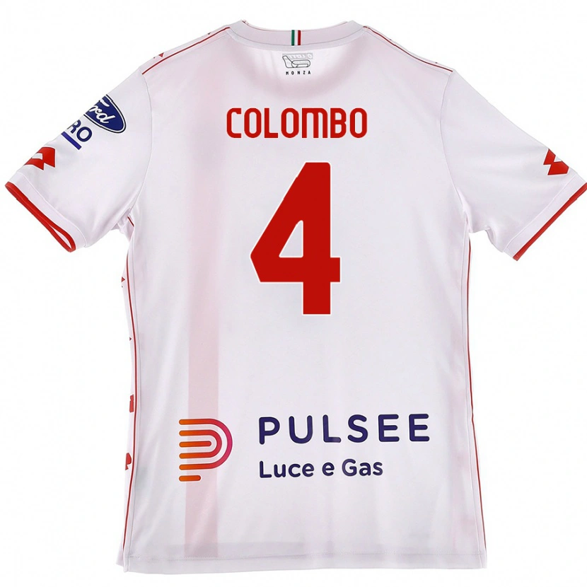 Danxen Kinderen Leonardo Colombo #4 Wit Rood Uitshirt Uittenue 2024/25 T-Shirt