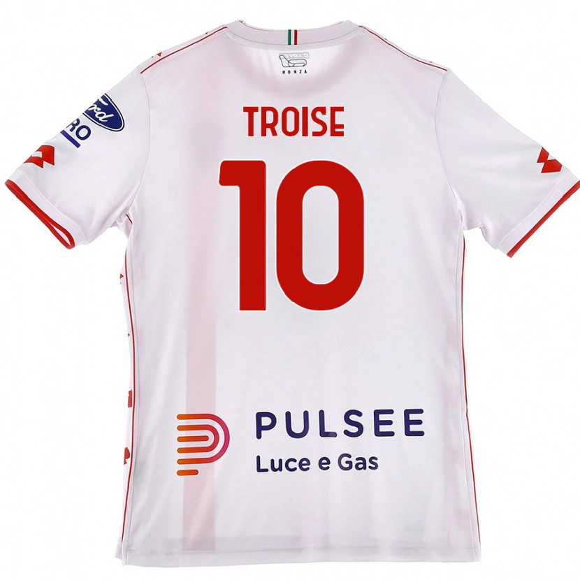 Danxen Kinderen Antonio Troise #10 Wit Rood Uitshirt Uittenue 2024/25 T-Shirt