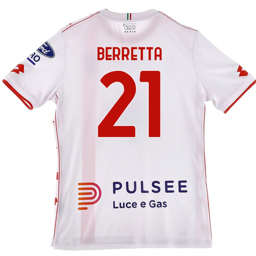 Danxen Kinderen Alessandro Berretta #21 Wit Rood Uitshirt Uittenue 2024/25 T-Shirt