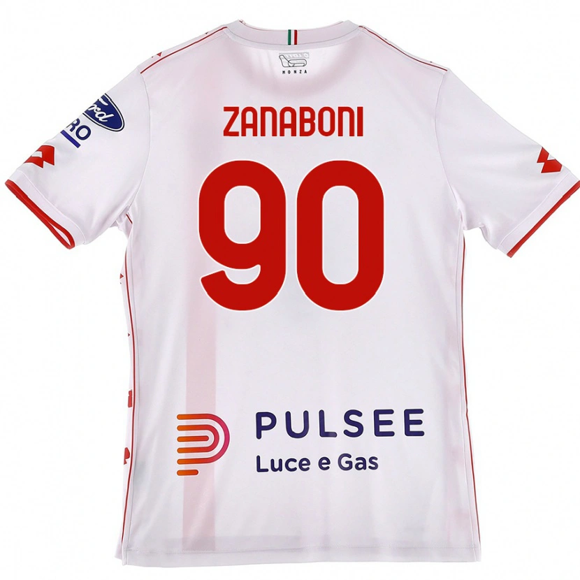 Danxen Kinderen Emanuele Zanaboni #90 Wit Rood Uitshirt Uittenue 2024/25 T-Shirt