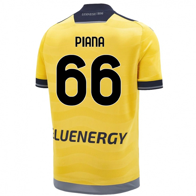 Danxen Kinderen Edoardo Piana #66 Goud Uitshirt Uittenue 2024/25 T-Shirt