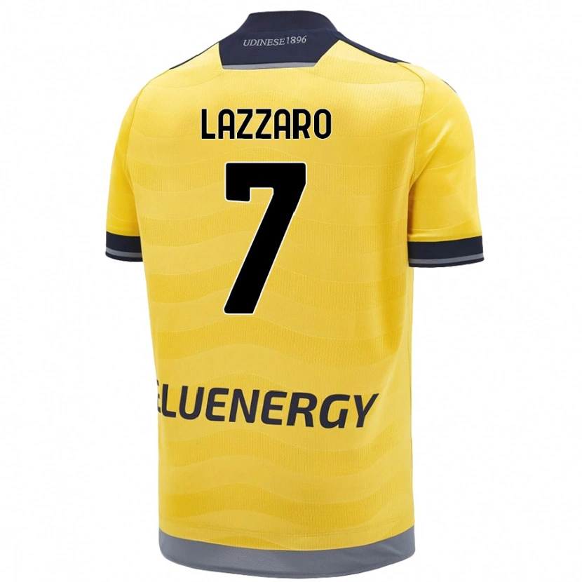 Danxen Kinderen Davide Lazzaro #7 Goud Uitshirt Uittenue 2024/25 T-Shirt