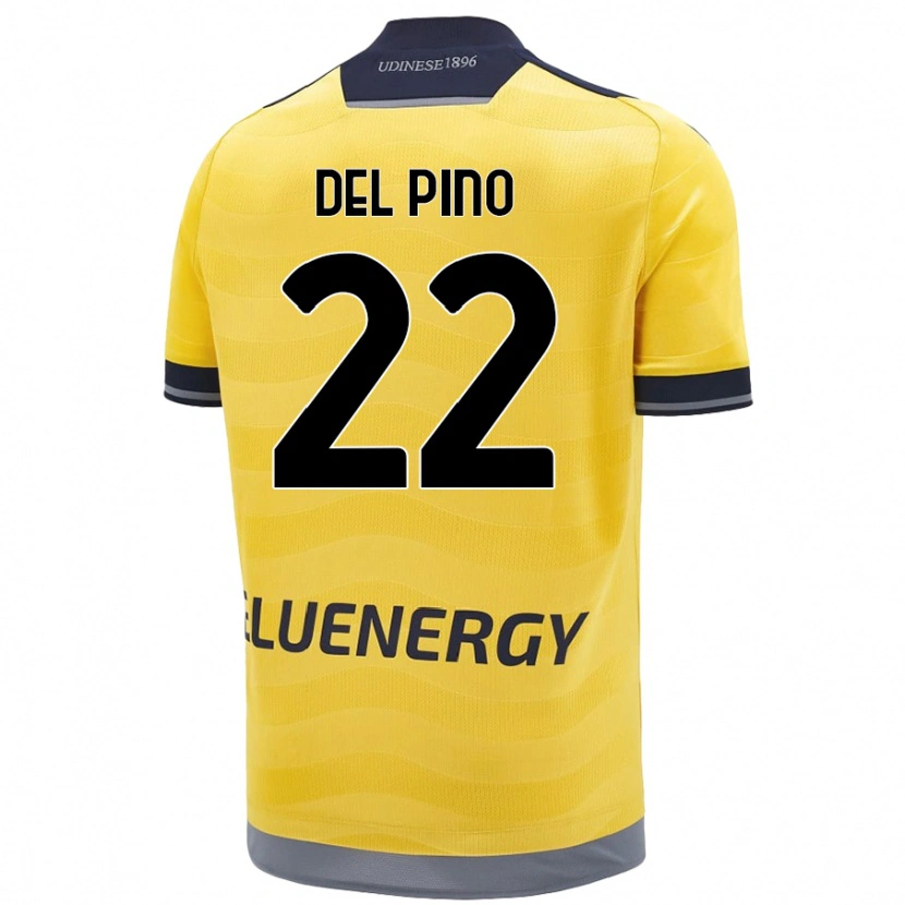 Danxen Kinderen Lorenzo Del Pino #22 Goud Uitshirt Uittenue 2024/25 T-Shirt