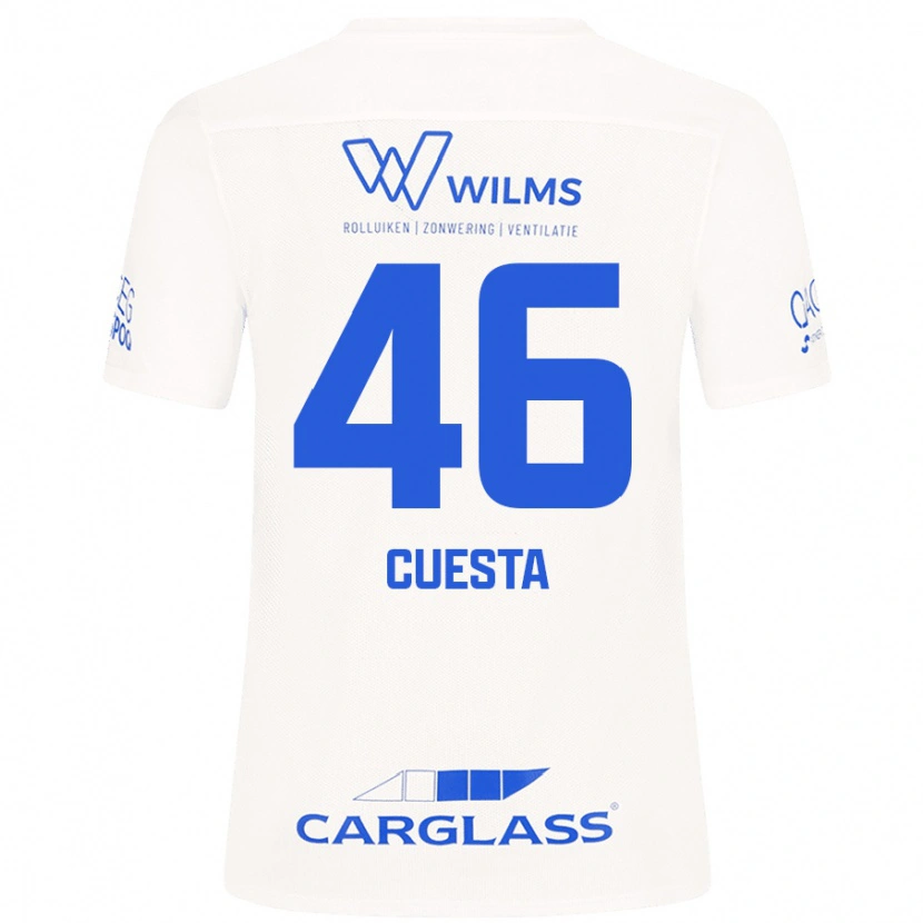 Danxen Kinderen Carlos Cuesta #46 Wit Uitshirt Uittenue 2024/25 T-Shirt