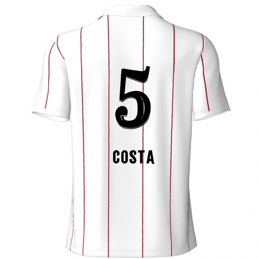 Danxen Kinderen Ayrton Costa #5 Wit Zwart Uitshirt Uittenue 2024/25 T-Shirt