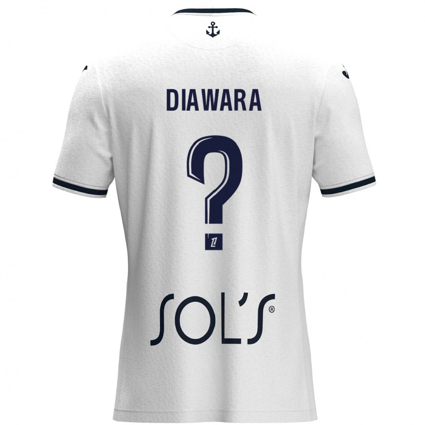 Danxen Kinderen Djimin Diawara #0 Wit Donkerblauw Uitshirt Uittenue 2024/25 T-Shirt