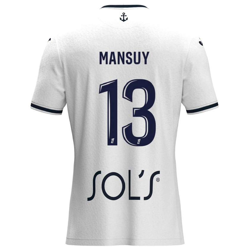 Danxen Kinderen Héloïse Mansuy #13 Wit Donkerblauw Uitshirt Uittenue 2024/25 T-Shirt