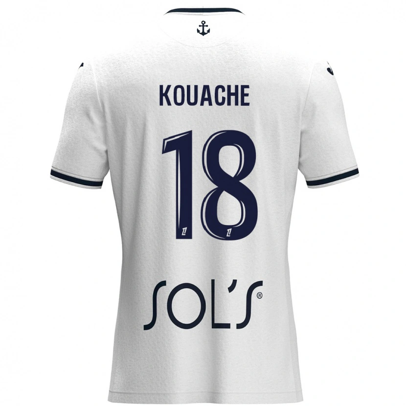 Danxen Kinderen Éva Kouache #18 Wit Donkerblauw Uitshirt Uittenue 2024/25 T-Shirt