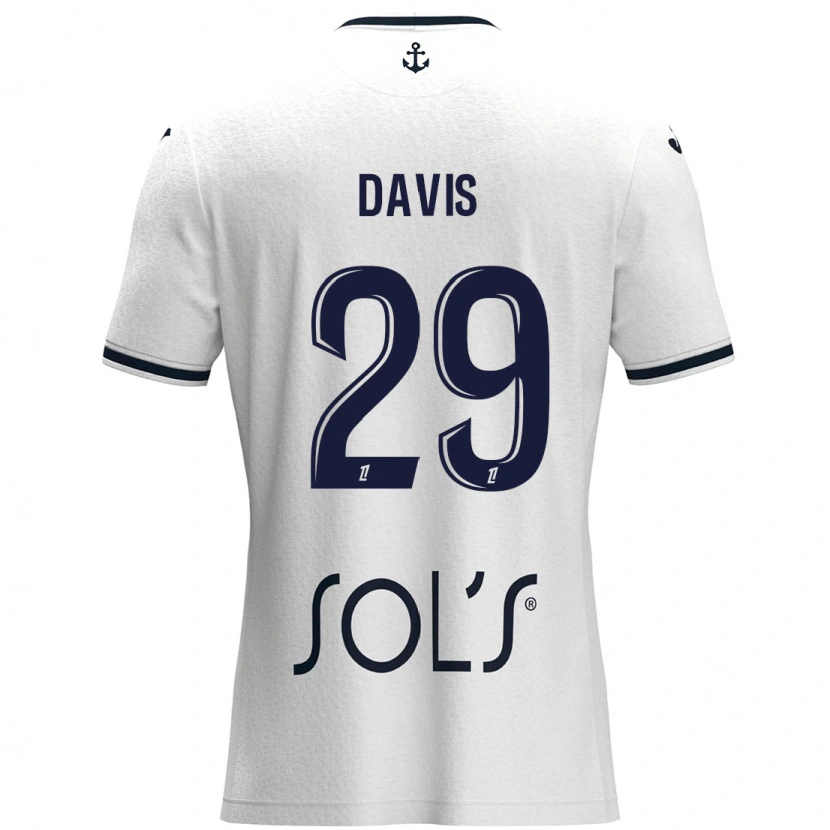 Danxen Kinderen Deja Davis #29 Wit Donkerblauw Uitshirt Uittenue 2024/25 T-Shirt