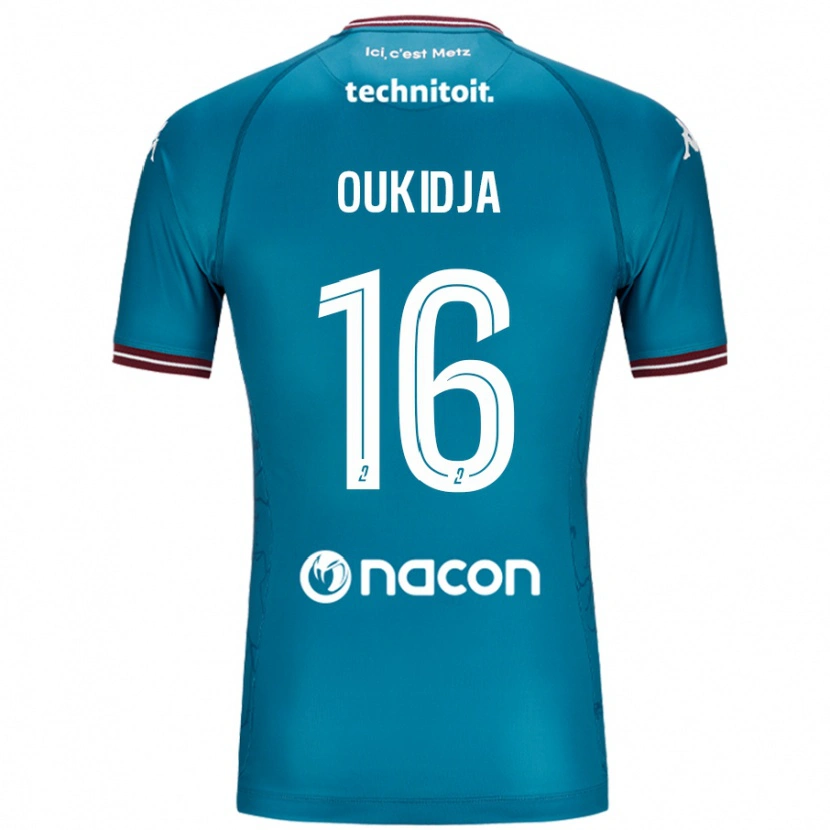 Danxen Kinderen Alexandre Oukidja #16 Blauw Petrol Uitshirt Uittenue 2024/25 T-Shirt