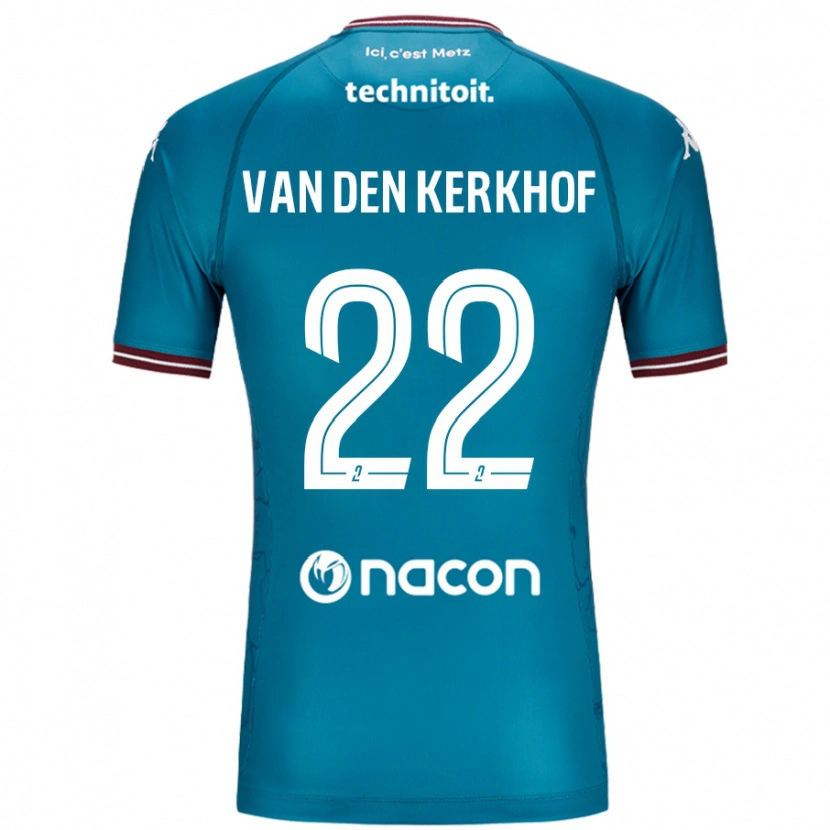 Danxen Kinderen Kevin Van Den Kerkhof #22 Blauw Petrol Uitshirt Uittenue 2024/25 T-Shirt