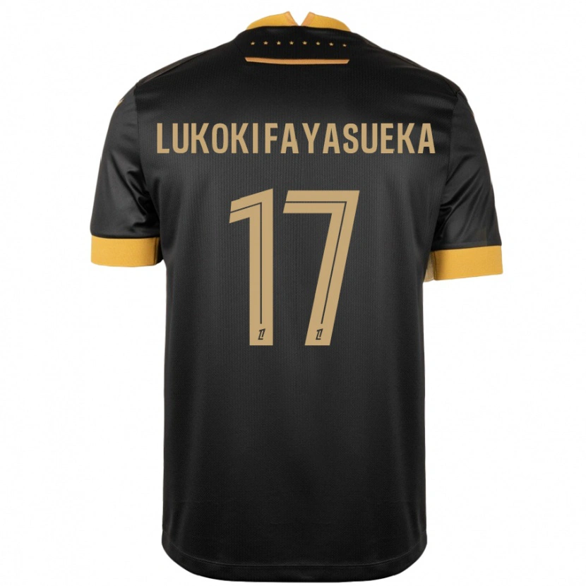 Danxen Kinderen Kévin Lukoki Fayasueka #17 Zwart Bruin Uitshirt Uittenue 2024/25 T-Shirt