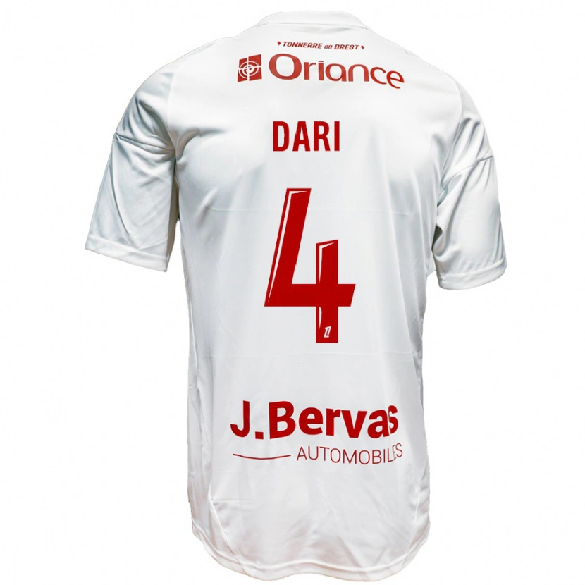 Danxen Kinderen Achraf Dari #4 Wit Rood Uitshirt Uittenue 2024/25 T-Shirt