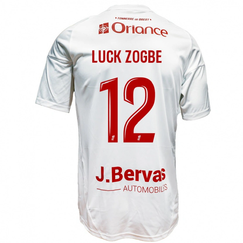 Danxen Kinderen Luck Zogbé #12 Wit Rood Uitshirt Uittenue 2024/25 T-Shirt