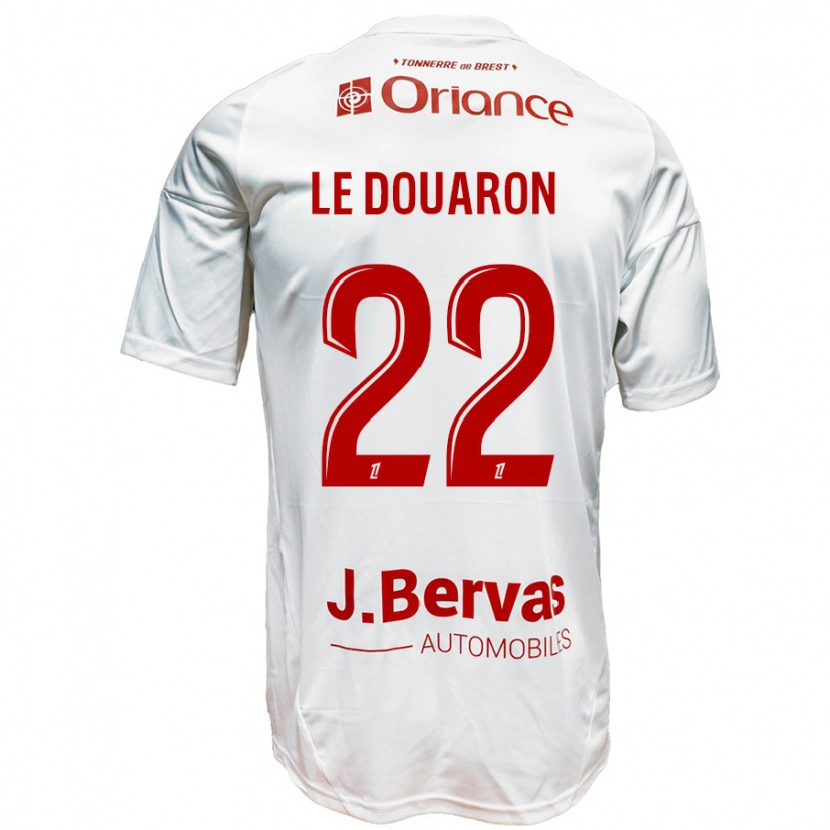 Danxen Kinderen Jérémy Le Douaron #22 Wit Rood Uitshirt Uittenue 2024/25 T-Shirt