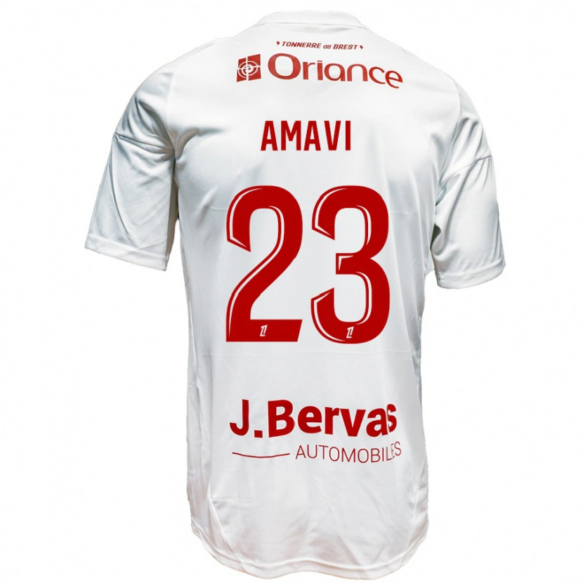 Danxen Kinderen Jordan Amavi #23 Wit Rood Uitshirt Uittenue 2024/25 T-Shirt