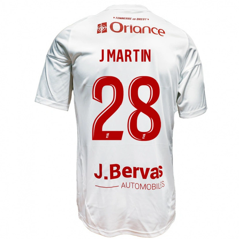 Danxen Kinderen Jonas Martin #28 Wit Rood Uitshirt Uittenue 2024/25 T-Shirt