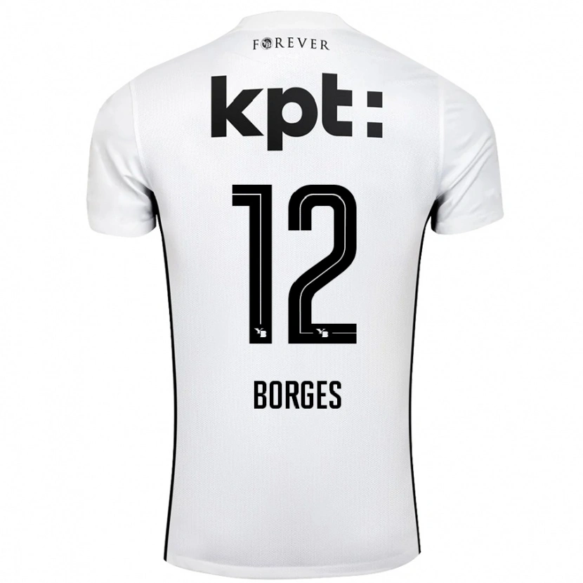 Danxen Kinderen David Borges #12 Wit Zwart Uitshirt Uittenue 2024/25 T-Shirt