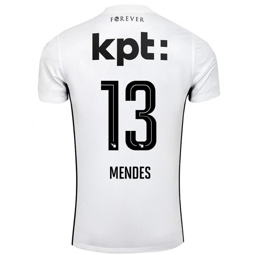 Danxen Kinderen Daniel Mendes #13 Wit Zwart Uitshirt Uittenue 2024/25 T-Shirt