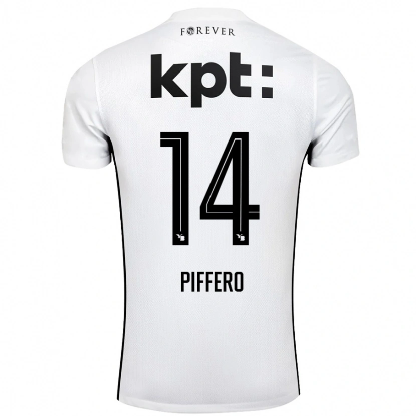 Danxen Kinderen David Piffero #14 Wit Zwart Uitshirt Uittenue 2024/25 T-Shirt