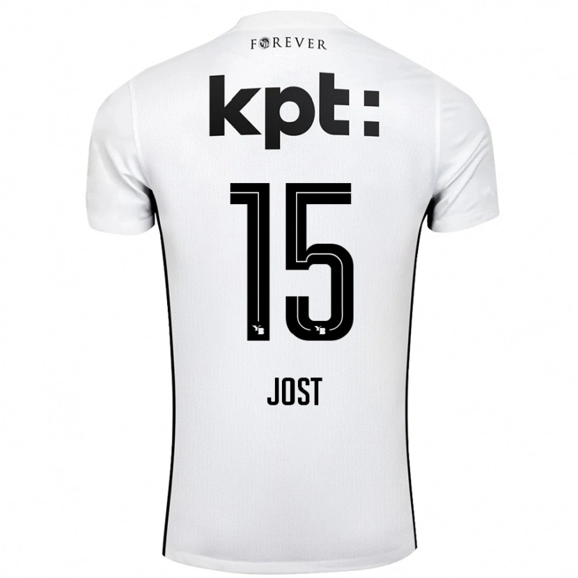 Danxen Kinderen Tristan Jost #15 Wit Zwart Uitshirt Uittenue 2024/25 T-Shirt