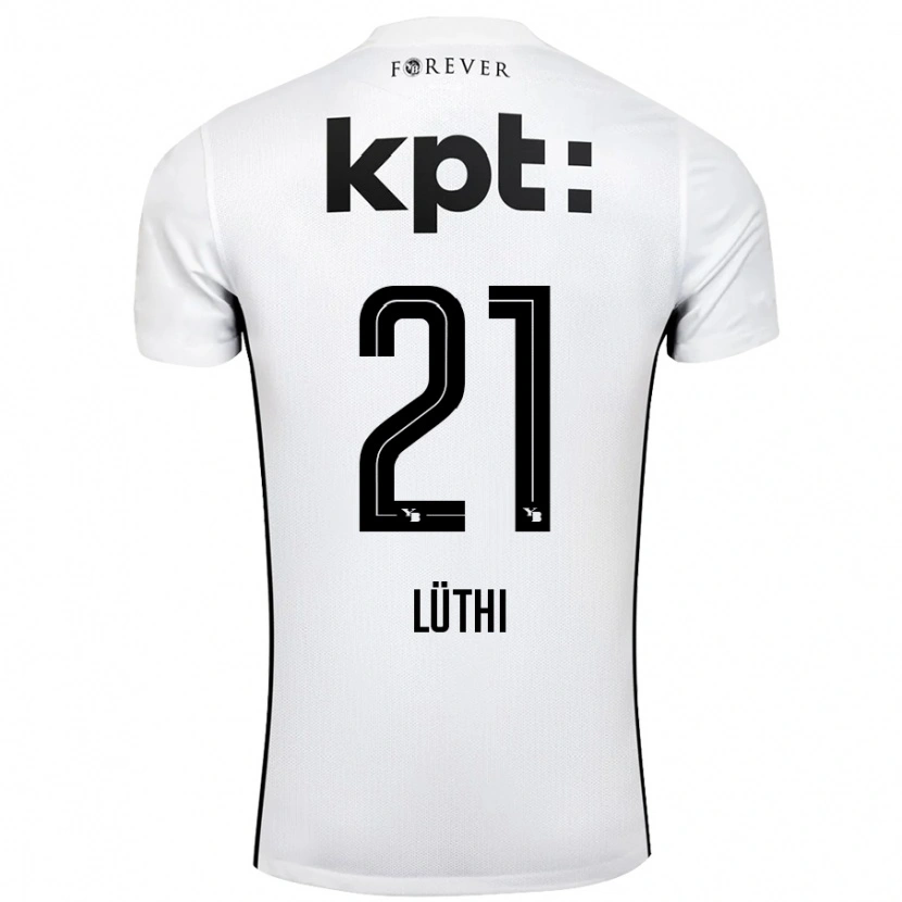 Danxen Kinderen Janis Lüthi #21 Wit Zwart Uitshirt Uittenue 2024/25 T-Shirt