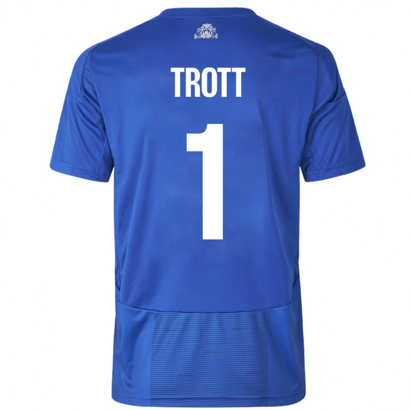 Danxen Kinderen Nathan Trott #1 Wit Blauw Uitshirt Uittenue 2024/25 T-Shirt