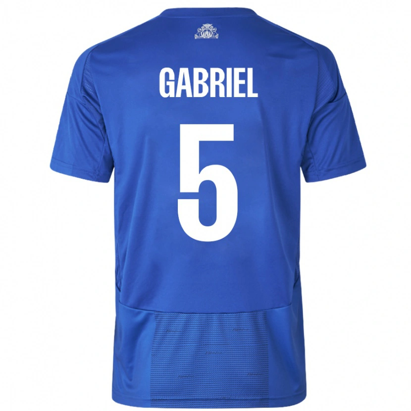 Danxen Kinderen Gabriel Pereira #5 Wit Blauw Uitshirt Uittenue 2024/25 T-Shirt