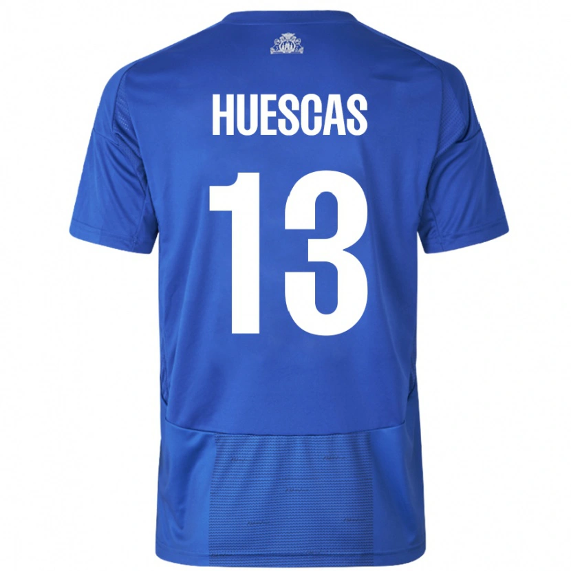 Danxen Kinderen Rodrigo Huescas #13 Wit Blauw Uitshirt Uittenue 2024/25 T-Shirt