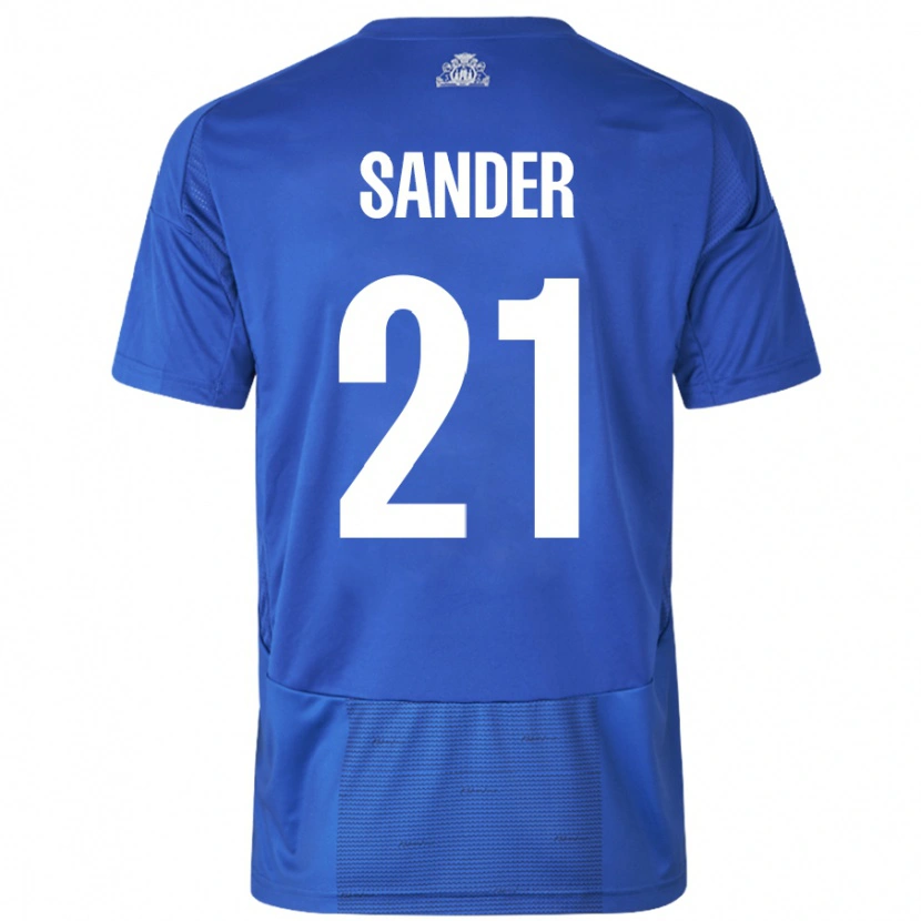 Danxen Kinderen Theo Sander #21 Wit Blauw Uitshirt Uittenue 2024/25 T-Shirt