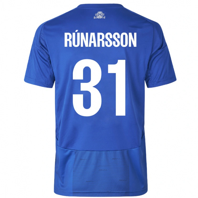 Danxen Kinderen Rúnar Alex Rúnarsson #31 Wit Blauw Uitshirt Uittenue 2024/25 T-Shirt