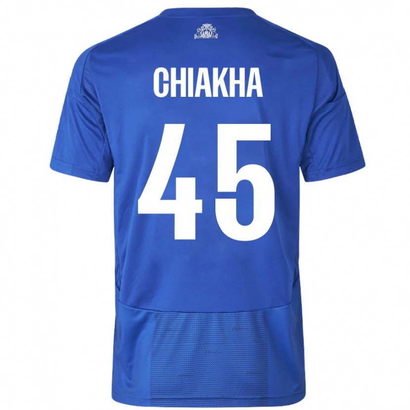 Danxen Kinderen Amin Chiakha #45 Wit Blauw Uitshirt Uittenue 2024/25 T-Shirt