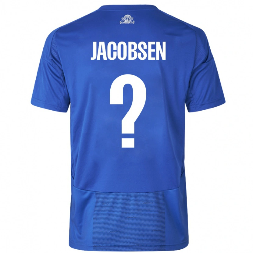 Danxen Kinderen Holger Jacobsen #0 Wit Blauw Uitshirt Uittenue 2024/25 T-Shirt