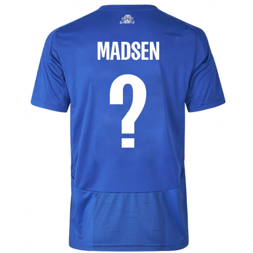 Danxen Kinderen Noah Madsen #0 Wit Blauw Uitshirt Uittenue 2024/25 T-Shirt