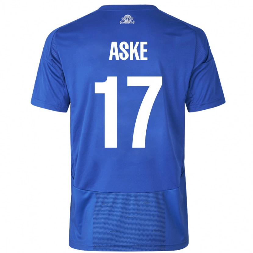 Danxen Kinderen Aske Christensen #17 Wit Blauw Uitshirt Uittenue 2024/25 T-Shirt