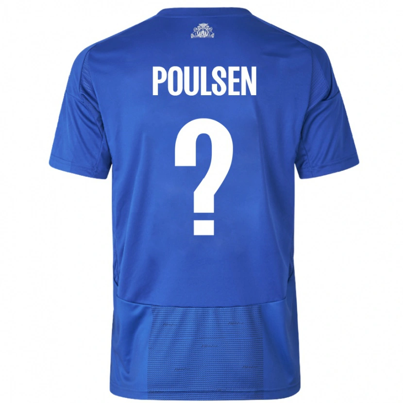 Danxen Kinderen Xander Poulsen #0 Wit Blauw Uitshirt Uittenue 2024/25 T-Shirt