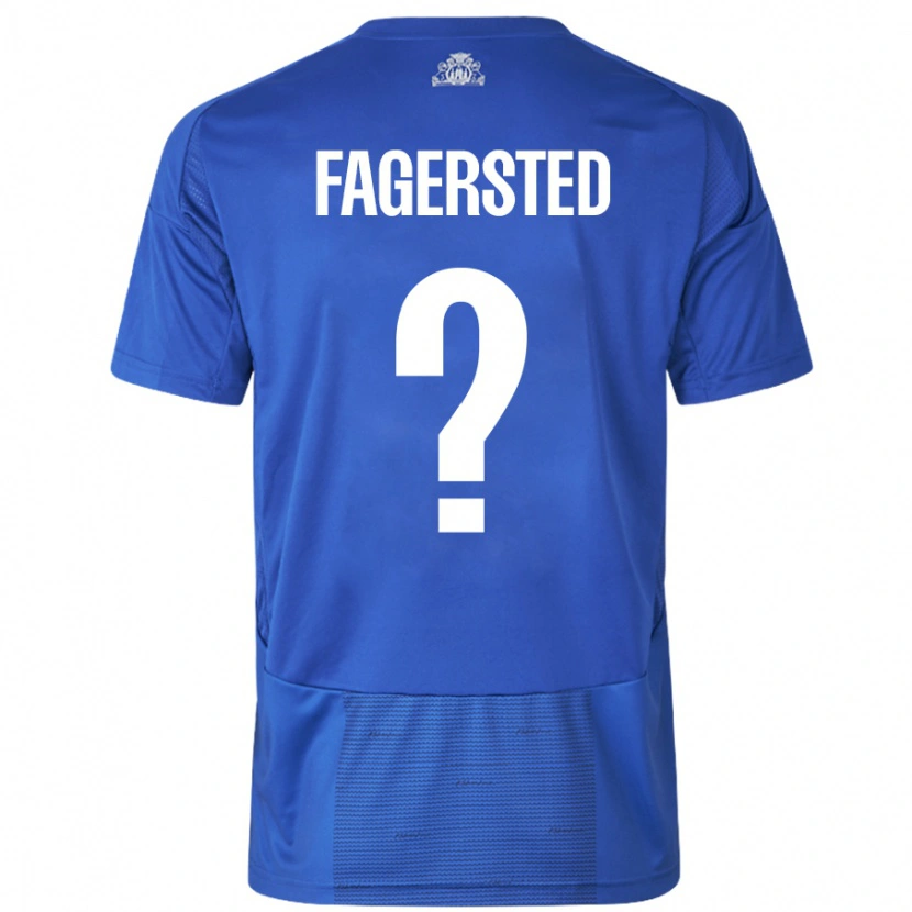 Danxen Kinderen Johan Fagersted #0 Wit Blauw Uitshirt Uittenue 2024/25 T-Shirt