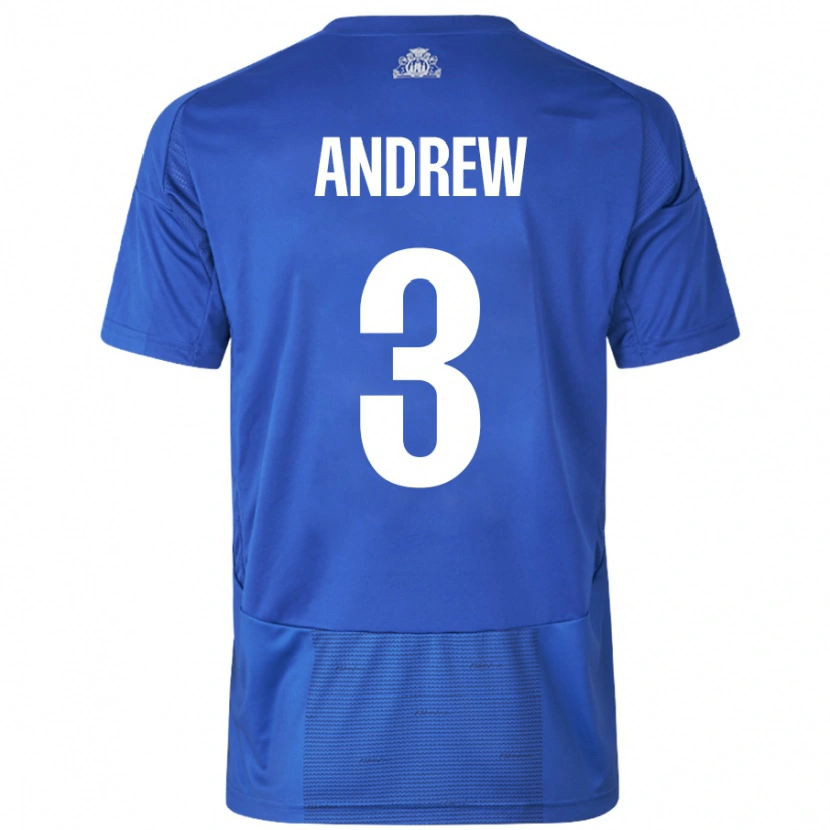 Danxen Kinderen Tristan Andrew #3 Wit Blauw Uitshirt Uittenue 2024/25 T-Shirt