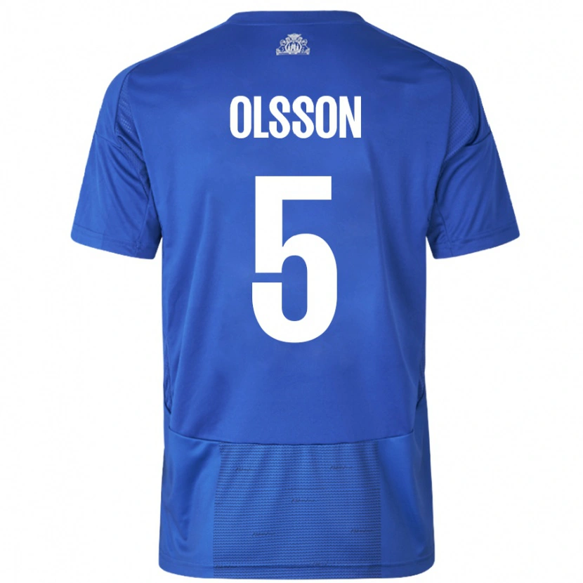 Danxen Kinderen Cornelius Olsson #5 Wit Blauw Uitshirt Uittenue 2024/25 T-Shirt