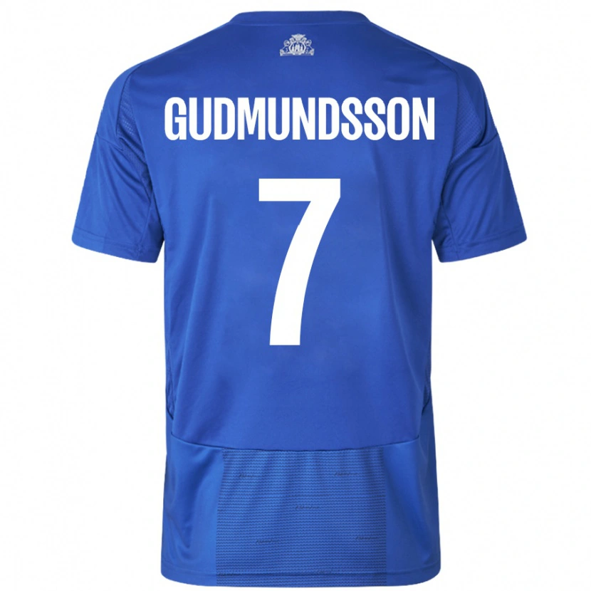 Danxen Kinderen Galdur Gudmundsson #7 Wit Blauw Uitshirt Uittenue 2024/25 T-Shirt