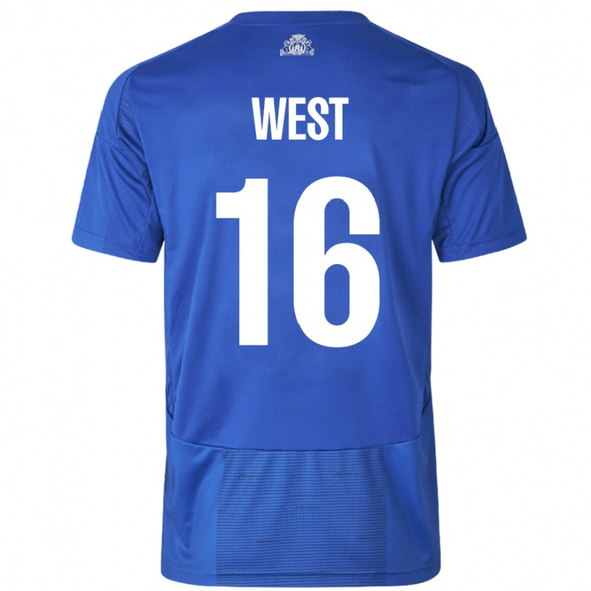 Danxen Kinderen Liam West #16 Wit Blauw Uitshirt Uittenue 2024/25 T-Shirt